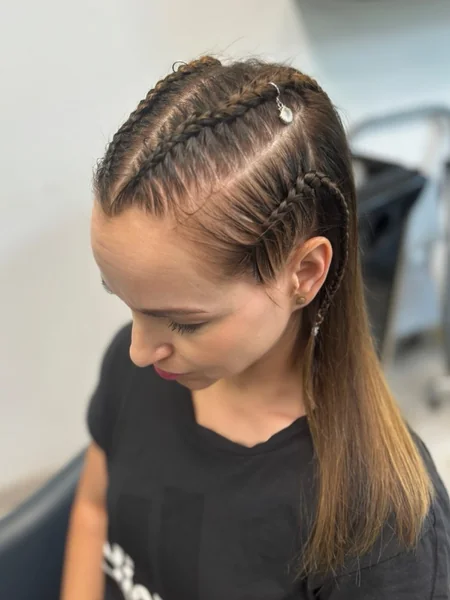 Side Cornrows into Ponytail
