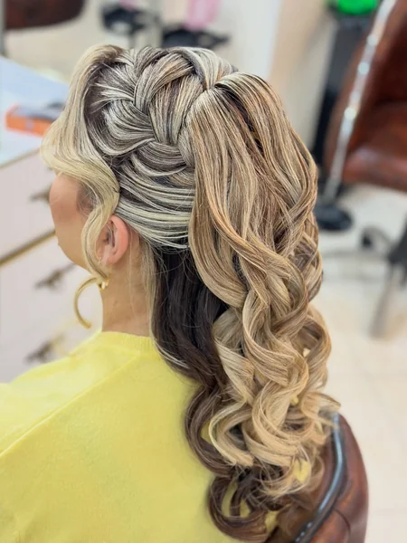 French Side Braid with Big Curls