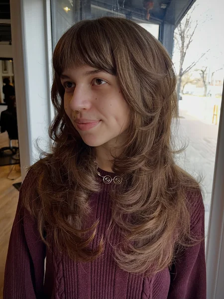 Feathered Long Octopus Cut with Bangs