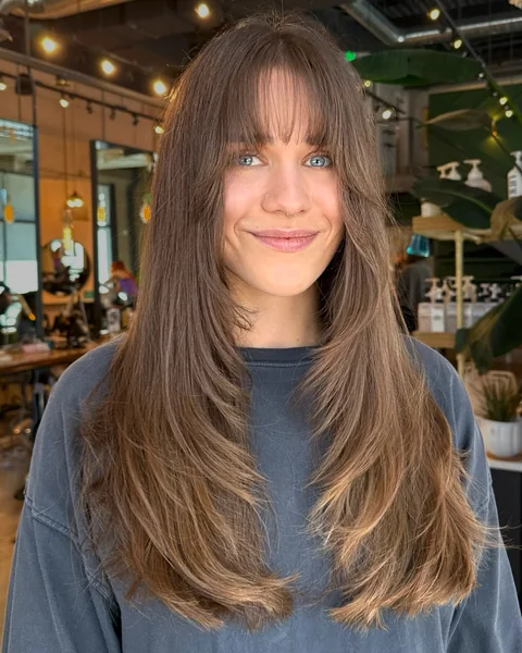 Long Hair Wispy Curtain Bangs