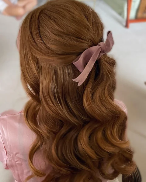 Half-Up Hairstyle with Ribbon Bow