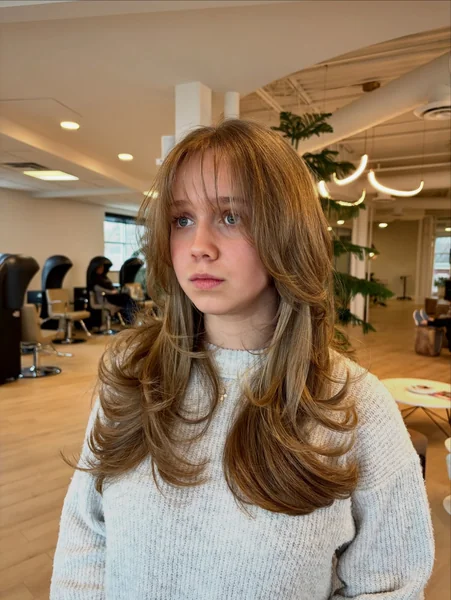 Wispy Curtain Bangs Medium Hair Layers