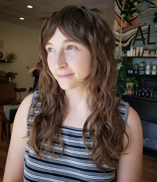 Long Wavy Octopus Cut with Curtain Bangs