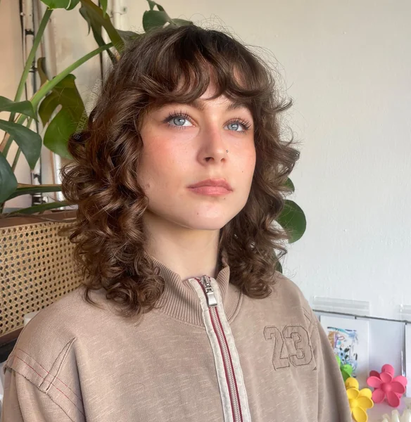 Short Curly Octopus Cut with Curly Bangs
