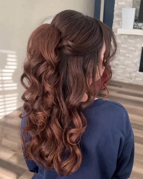 Half-Up Style with Bouncy Curls