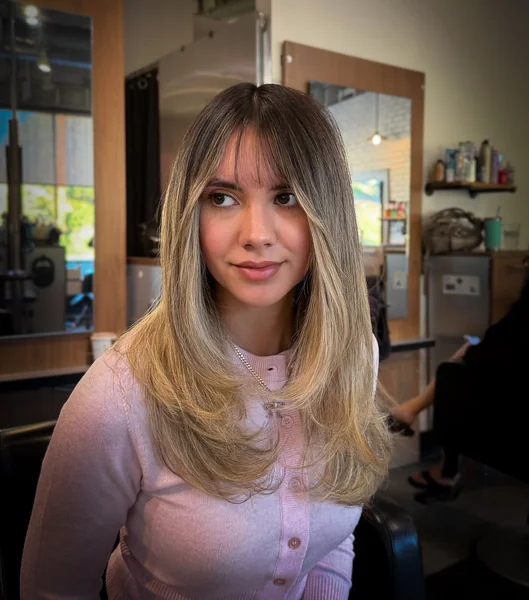 Dark Hair Wispy Curtain Bangs