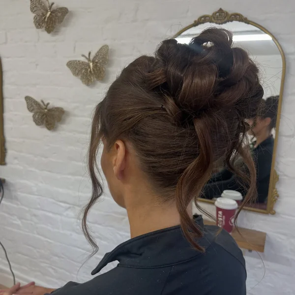 High Messy Bun for Reception