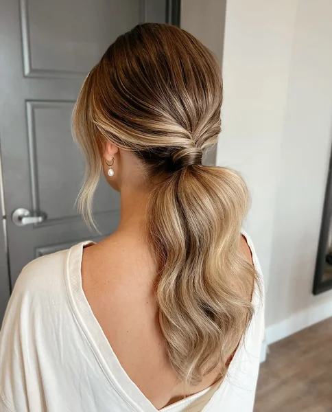 Wet-Look Slicked Low Pony