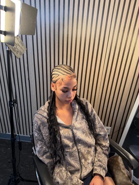 Slanted Cornrows Boho Braids