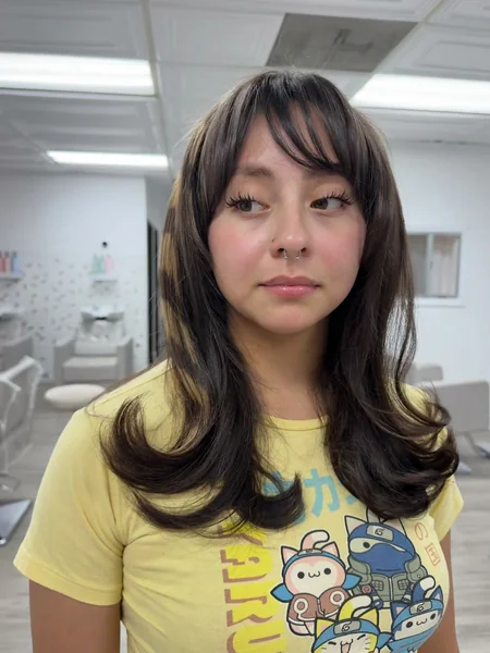 Long Wavy Wispy Curtain Bangs