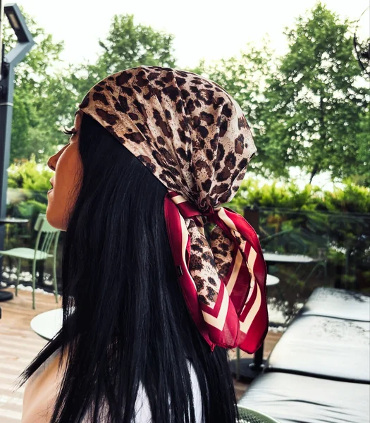 Leopard Kerchief on Long Sleek Hair
