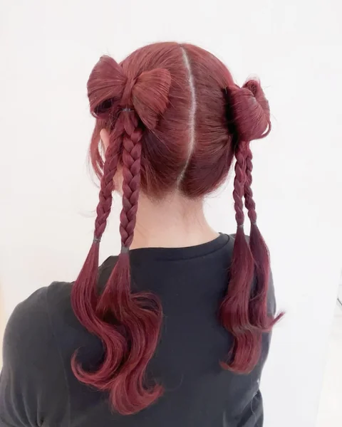 Braided Pigtails with Ribbon Bows