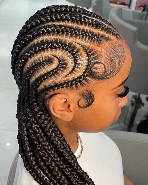 Side Swirl Cornrow Braids