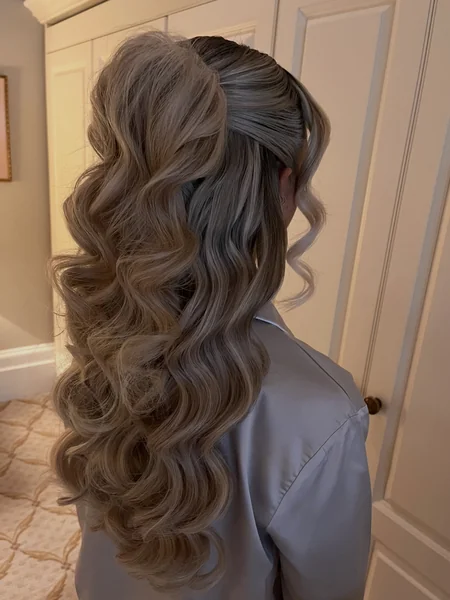 High Half Ponytail with Curls
