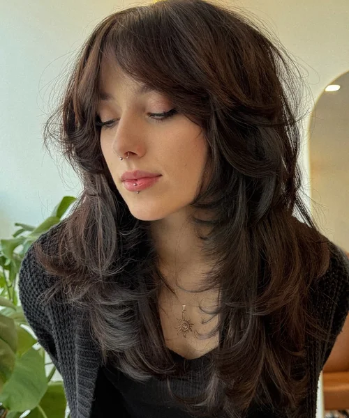 Feathered Octopus Cut with Curtain Bangs