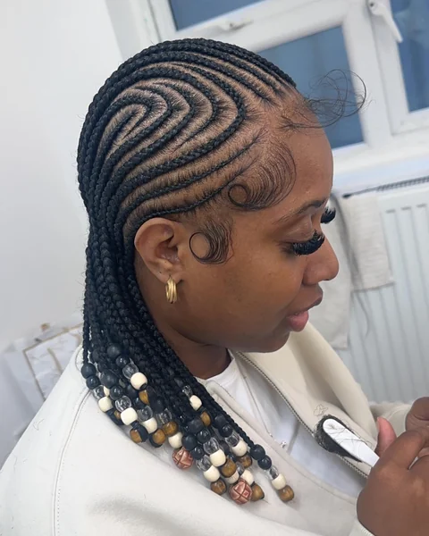 Beaded Swirl Braids Shoulder Length