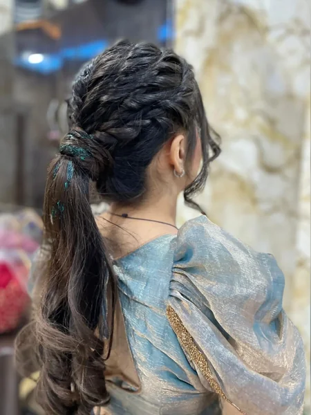 Braided Ponytail with Glitter Accent