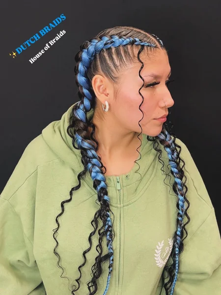 Dutch Braids With Curly Extensions