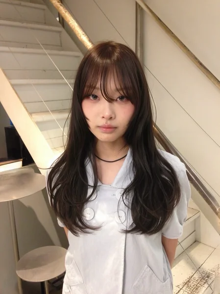 Japanese Long Wavy Hairstyle for School or Casual Wear