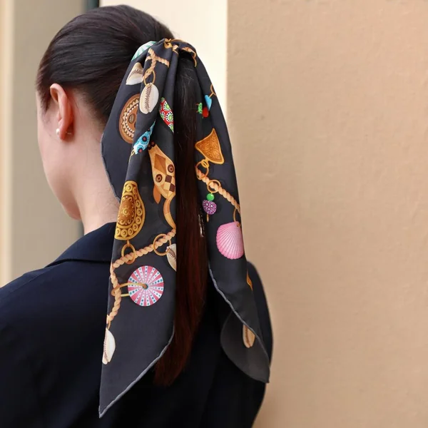 Sleek Low Ponytail with Silk Scarf