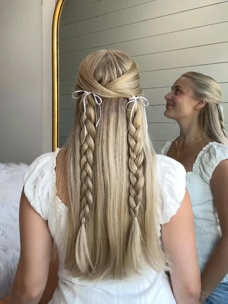 Crossed Braids with Ribbon Bows