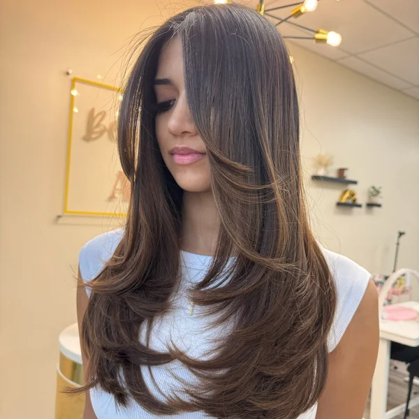 Face-Framing Haircut with Curtain Fringe