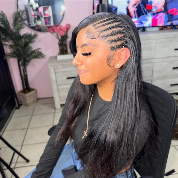 Small Cornrows on One Side