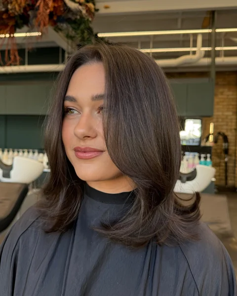 Glossy Layered Lob with Flipped Ends