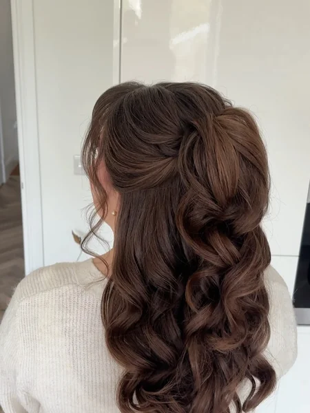Half-Up Curly Hairstyle for Reception