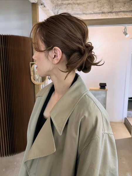 Japanese Low Messy Bun Hairstyle