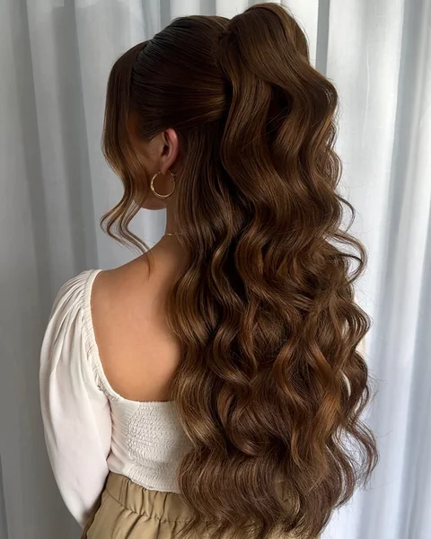 Half-Up Ponytail Waves for Reception
