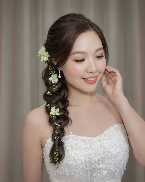 Bridal Side Braid with Flowers