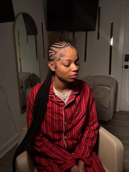 Long Swirl Braids with Finger Waves