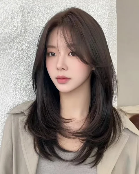 Soft Face-Framing Fringe for Long Hair