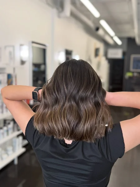Tousled Wavy Lob from the Back