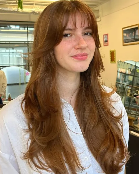 Long Layered Octopus Cut with Curtain Bangs