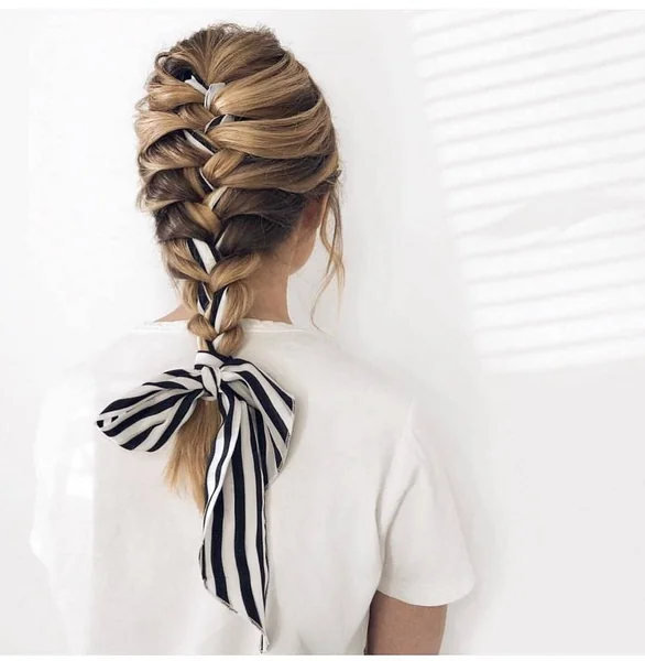 French Braid Woven with Scarf