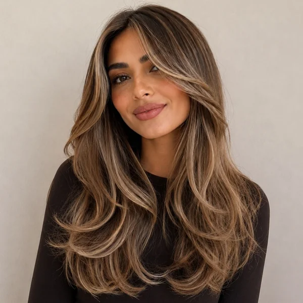 Wavy Face-Framing Haircut with Highlights