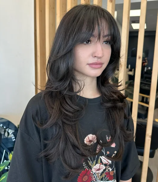 Blonde Long Hair Wispy Curtain Bangs