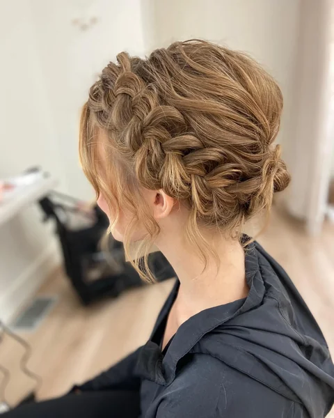 Soft Dutch Braid Updo for Short Hair