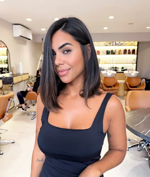 Side-Parted Sleek Black Lob