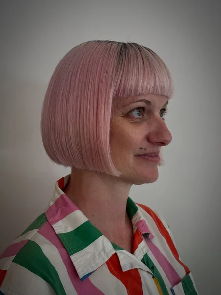 Pastel Pink Blunt Bob