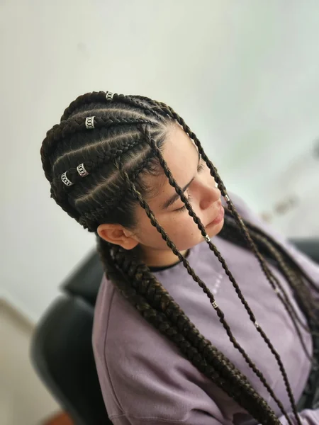 Cornrows with Silver Hair Cuffs