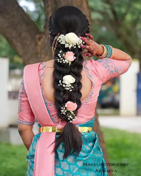 Bridal Pull-Through Braid with Fresh Roses