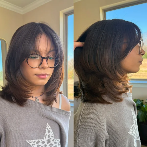 Butterfly Cut with Curtain Bangs