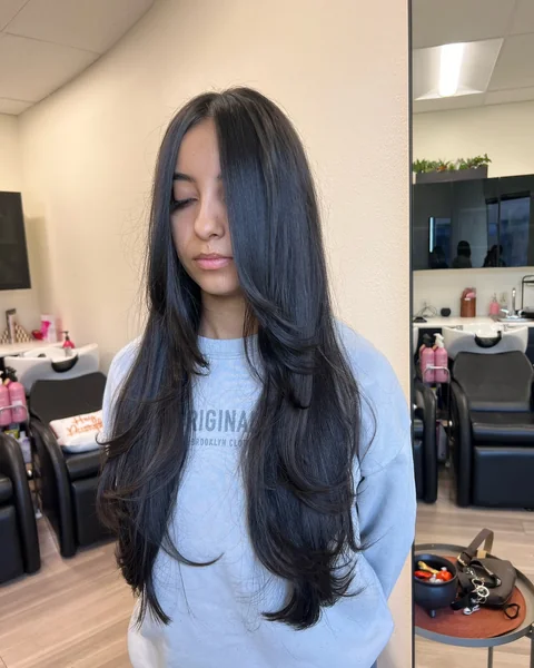 Long Layers with Curtain Fringe