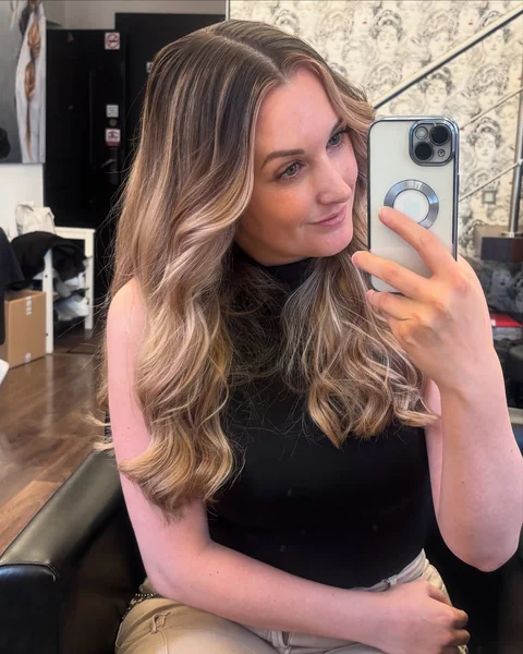 Long Waves with Blonde Balayage