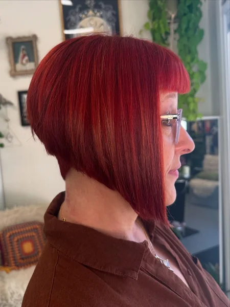 Fiery Red Bob with Micro Bangs