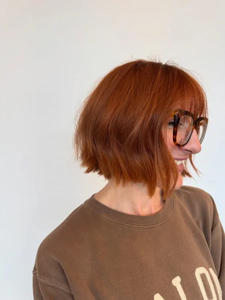 Copper Angled Bob with Bangs