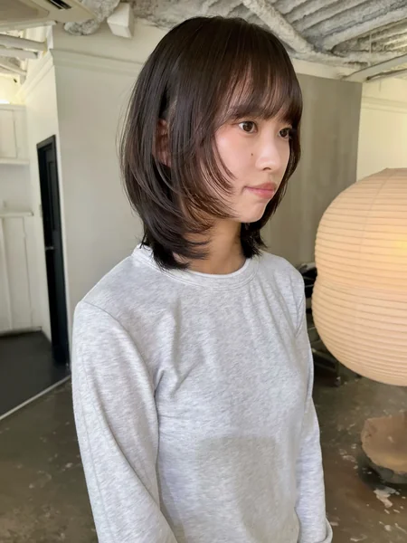 Layered Lob with See-Through Bangs